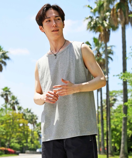 TopIsm(トップイズム)の「USAコットンドライ 吸水速乾 タンクトップ ノースリーブ(タンクトップ・メンズ・ベージュ/杢グレー/ネイビー/オフホワイト/ブラック・M/L/LL)」の3枚目の写真