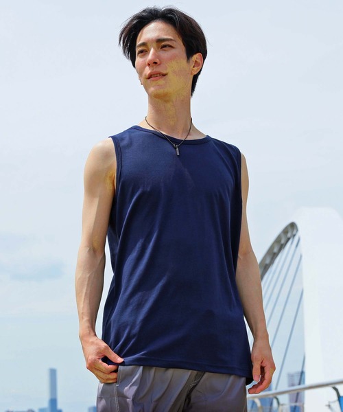 TopIsm(トップイズム)の「USAコットンドライ 吸水速乾 タンクトップ ノースリーブ(タンクトップ・メンズ・ベージュ/杢グレー/ネイビー/オフホワイト/ブラック・M/L/LL)」の5枚目の写真