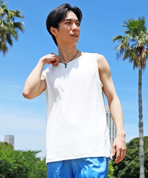 TopIsm(トップイズム)の「USAコットンドライ 吸水速乾 タンクトップ ノースリーブ(タンクトップ・メンズ・ベージュ/杢グレー/ネイビー/オフホワイト/ブラック・M/L/LL)」の2枚目の写真