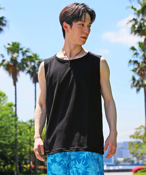 TopIsm(トップイズム)の「USAコットンドライ 吸水速乾 タンクトップ ノースリーブ(タンクトップ・メンズ・ベージュ/杢グレー/ネイビー/オフホワイト/ブラック・M/L/LL)」の1枚目の写真
