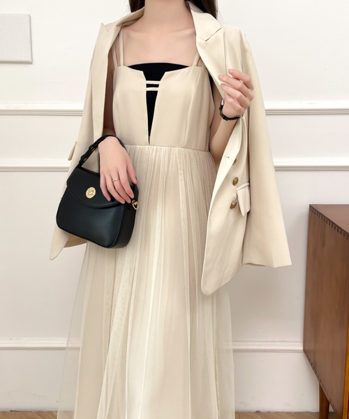 ABITOKYO(アビトーキョー)の「チュールドッキングスキッパネックキャミワンピース(ワンピース・レディース・ブラック/ベージュ・S/M/L)」の13枚目の写真