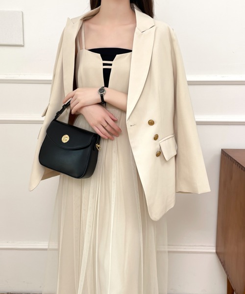 ABITOKYO(アビトーキョー)の「チュールドッキングスキッパネックキャミワンピース(ワンピース・レディース・ブラック/ベージュ・S/M/L)」の12枚目の写真