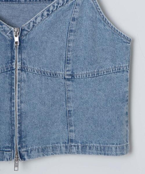 WEGO(ウィゴー)の「WEGO/デニムZIPビスチェ(キャミソール・レディース・ブラック/ブルー・FREE)」の20枚目の写真