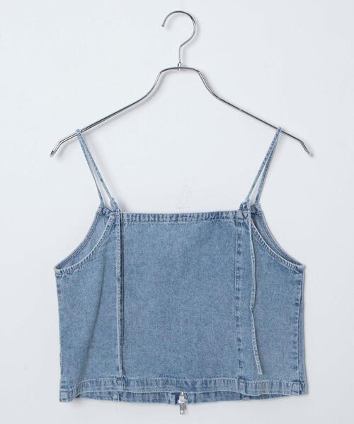 WEGO(ウィゴー)の「WEGO/デニムZIPビスチェ(キャミソール・レディース・ブラック/ブルー・FREE)」の21枚目の写真