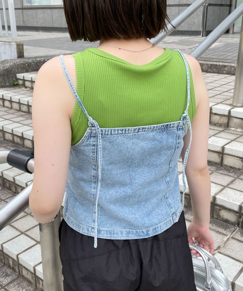 WEGO(ウィゴー)の「WEGO/デニムZIPビスチェ(キャミソール・レディース・ブラック/ブルー・FREE)」の8枚目の写真