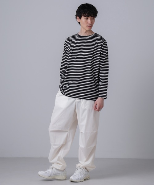 NANO universe（ナノユニバース）の「「NJ/CLUB」HOMESTOCKボーダーボートネックTシャツ（Tシャツ/カットソー・メンズ・ホワイト/ブラック/ネイビー・L/M/S）」の8枚目の写真