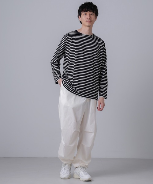 NANO universe（ナノユニバース）の「「NJ/CLUB」HOMESTOCKボーダーボートネックTシャツ（Tシャツ/カットソー・メンズ・ホワイト/ブラック/ネイビー・L/M/S）」の10枚目の写真