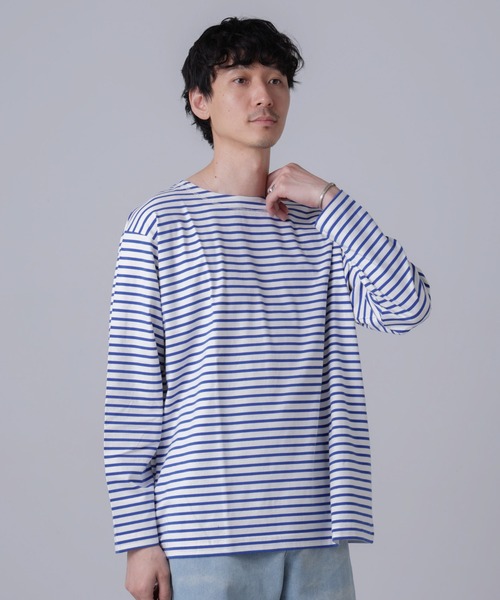 NANO universe（ナノユニバース）の「「NJ/CLUB」HOMESTOCKボーダーボートネックTシャツ（Tシャツ/カットソー・メンズ・ホワイト/ブラック/ネイビー・L/M/S）」の11枚目の写真