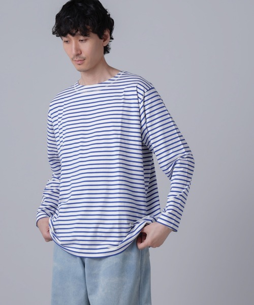 NANO universe（ナノユニバース）の「「NJ/CLUB」HOMESTOCKボーダーボートネックTシャツ（Tシャツ/カットソー・メンズ・ホワイト/ブラック/ネイビー・L/M/S）」の12枚目の写真