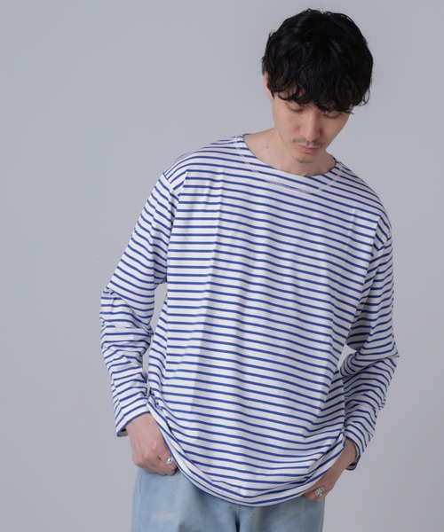 NANO universe（ナノユニバース）の「「NJ/CLUB」HOMESTOCKボーダーボートネックTシャツ（Tシャツ/カットソー・メンズ・ホワイト/ブラック/ネイビー・L/M/S）」の13枚目の写真