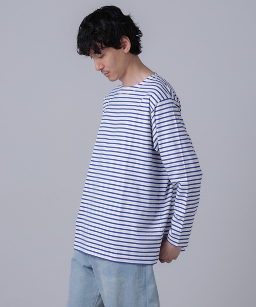 NANO universe（ナノユニバース）の「「NJ/CLUB」HOMESTOCKボーダーボートネックTシャツ（Tシャツ/カットソー・メンズ・ホワイト/ブラック/ネイビー・L/M/S）」の14枚目の写真