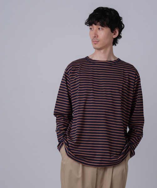 NANO universe（ナノユニバース）の「「NJ/CLUB」HOMESTOCKボーダーボートネックTシャツ（Tシャツ/カットソー・メンズ・ホワイト/ブラック/ネイビー・L/M/S）」の17枚目の写真