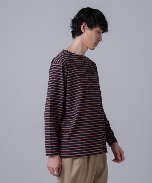 NANO universe（ナノユニバース）の「「NJ/CLUB」HOMESTOCKボーダーボートネックTシャツ（Tシャツ/カットソー・メンズ・ホワイト/ブラック/ネイビー・L/M/S）」の18枚目の写真