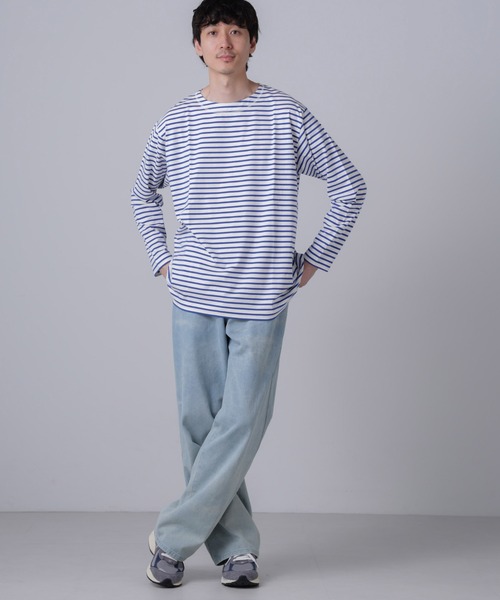 NANO universe（ナノユニバース）の「「NJ/CLUB」HOMESTOCKボーダーボートネックTシャツ（Tシャツ/カットソー・メンズ・ホワイト/ブラック/ネイビー・L/M/S）」の16枚目の写真