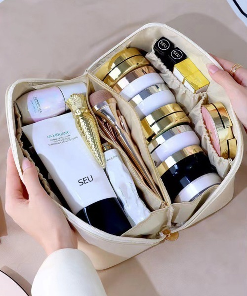 セール】大容量 両面収納 コスメポーチ / メイクポーチ / 化粧ポーチ