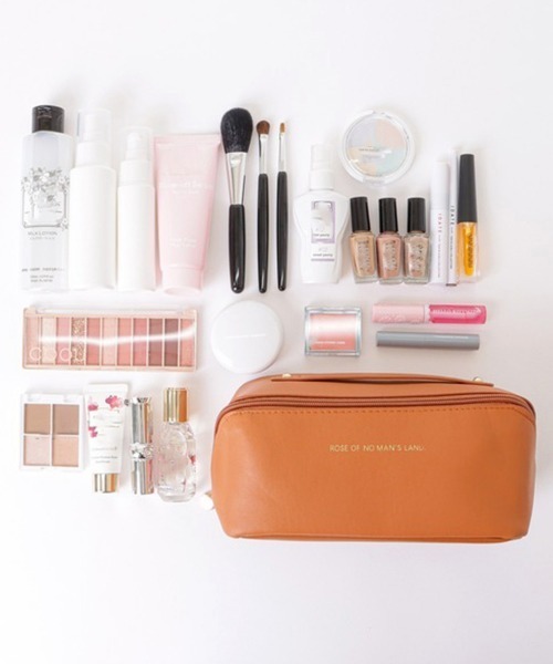 大容量 両面収納 コスメポーチ / メイクポーチ / 化粧ポーチ オフィス