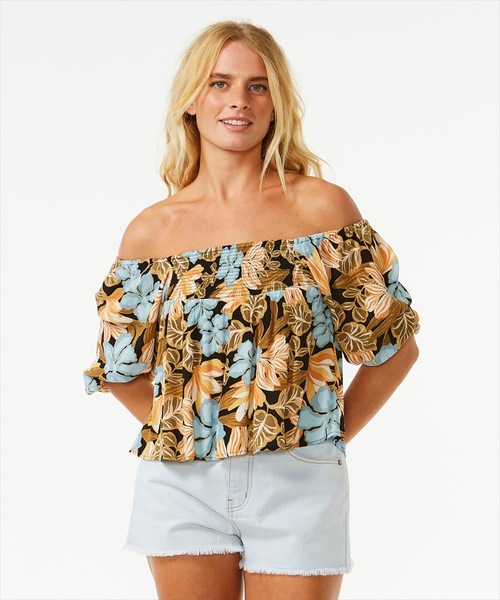 【セール】【RIPCURL/リップカール】L FOLLOW THE SUN FASHION SHIRT モダンフィットリーフプリントレーヨン素材ブラウス（シャツ/ブラウス）｜RIP CURL（リップカール）