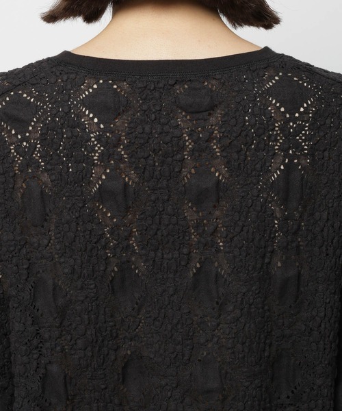 niko and...（ニコアンド）の「レースジャガードシャーリングTシャツ（Tシャツ/カットソー・レディース・ブラック/オフホワイト・TALL/SHORT）」の10枚目の写真