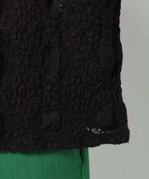 niko and...（ニコアンド）の「レースジャガードシャーリングTシャツ（Tシャツ/カットソー・レディース・ブラック/オフホワイト・TALL/SHORT）」の13枚目の写真