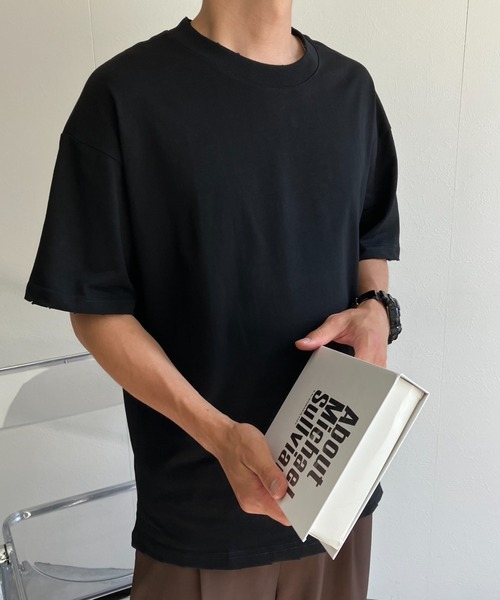 CREARE -LINO-(クレアーレリノ)の「ダメージ加工 Tシャツ/カットソー/半袖TOPS(Tシャツ/カットソー・メンズ・カーキ/オフホワイト/ブラック・MEDIUM/LARGE)」の3枚目の写真