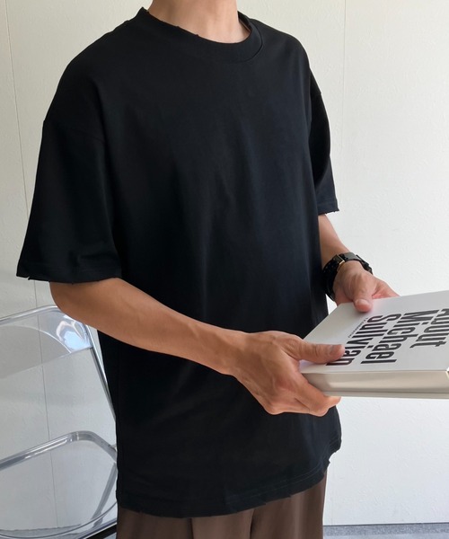CREARE -LINO-(クレアーレリノ)の「ダメージ加工 Tシャツ/カットソー/半袖TOPS(Tシャツ/カットソー・メンズ・カーキ/オフホワイト/ブラック・MEDIUM/LARGE)」の8枚目の写真