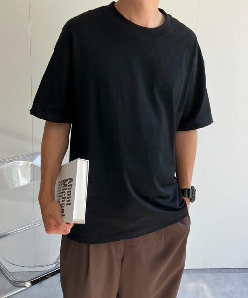 CREARE -LINO-(クレアーレリノ)の「ダメージ加工 Tシャツ/カットソー/半袖TOPS(Tシャツ/カットソー・メンズ・カーキ/オフホワイト/ブラック・MEDIUM/LARGE)」の6枚目の写真