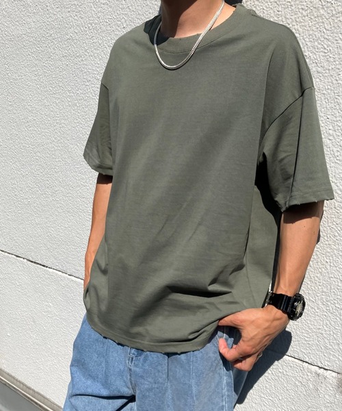 CREARE -LINO-(クレアーレリノ)の「ダメージ加工 Tシャツ/カットソー/半袖TOPS(Tシャツ/カットソー・メンズ・カーキ/オフホワイト/ブラック・MEDIUM/LARGE)」の20枚目の写真