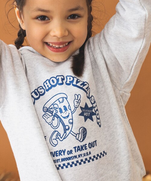 B:MING by BEAMS（ビーミングバイビームス）の「【セットアップ対応】ピザ プリント フーディー（100～140cm）（パーカー・キッズ・ネイビー/ライトグレー・130/120/110/100/140）」の3枚目の写真