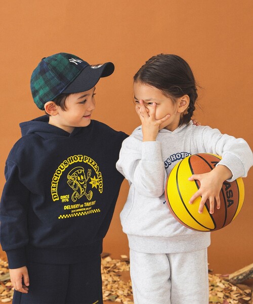 B:MING by BEAMS（ビーミングバイビームス）の「【セットアップ対応】ピザ プリント フーディー（100～140cm）（パーカー・キッズ・ネイビー/ライトグレー・130/120/110/100/140）」の9枚目の写真