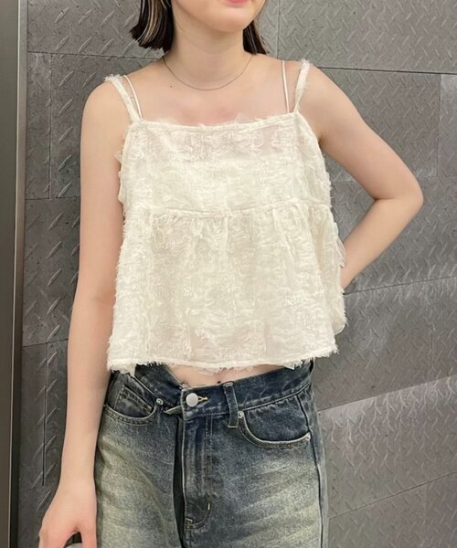 mline（エムライン）の「[mline]フェザーキャミソール（シャツ/ブラウス・レディース・アイボリー/ブラック・FREE）」の4枚目の写真