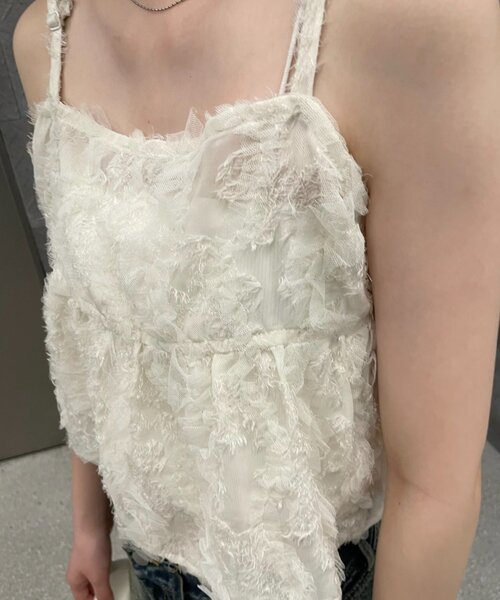 mline（エムライン）の「[mline]フェザーキャミソール（シャツ/ブラウス・レディース・アイボリー/ブラック・FREE）」の5枚目の写真