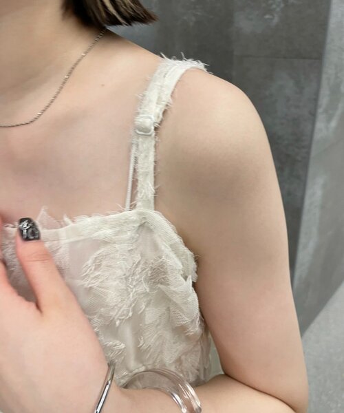 mline（エムライン）の「[mline]フェザーキャミソール（シャツ/ブラウス・レディース・アイボリー/ブラック・FREE）」の7枚目の写真