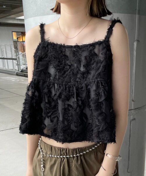 mline（エムライン）の「[mline]フェザーキャミソール（シャツ/ブラウス・レディース・アイボリー/ブラック・FREE）」の8枚目の写真