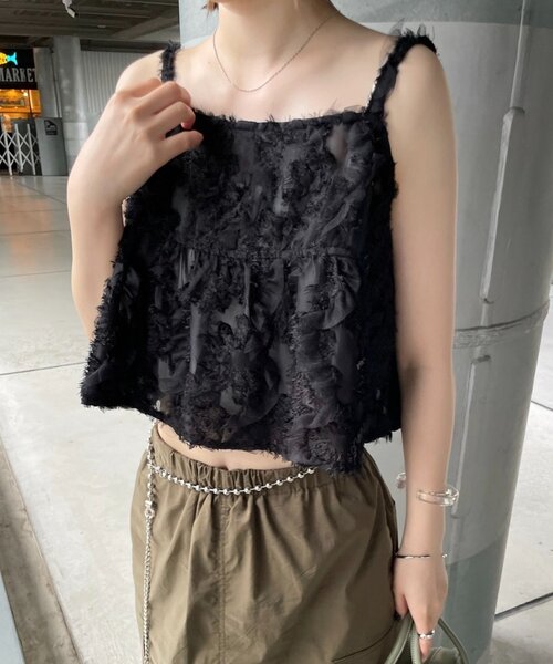 mline（エムライン）の「[mline]フェザーキャミソール（シャツ/ブラウス・レディース・アイボリー/ブラック・FREE）」の9枚目の写真