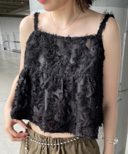 mline（エムライン）の「[mline]フェザーキャミソール（シャツ/ブラウス・レディース・アイボリー/ブラック・FREE）」の10枚目の写真