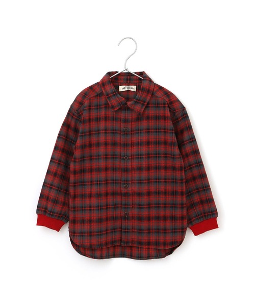 MAKE YOUR DAY(メイクユアデイ)の「無地とチェックのベーシックシャツ■80~140cm(シャツ/ブラウス・キッズ・ブラウン/レッド/ブラック/オフホワイト・80/90/100/110/120/130/140)」の1枚目の写真