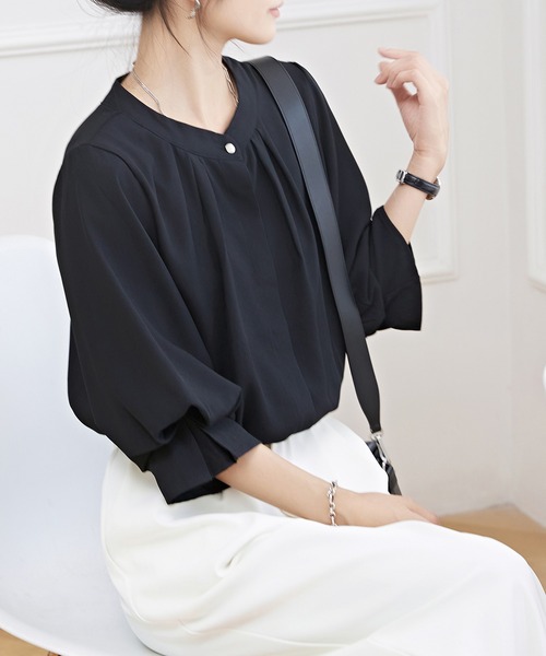 Lace Ladies(レースレディース)の「キャンディ袖 7分袖 フレア タック ブラウス(シャツ/ブラウス・レディース・ネイビー/ミント/ブラック/オフホワイト・S/FREE)」の20枚目の写真