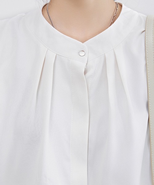 Lace Ladies(レースレディース)の「キャンディ袖 7分袖 フレア タック ブラウス(シャツ/ブラウス・レディース・ネイビー/ミント/ブラック/オフホワイト・S/FREE)」の8枚目の写真