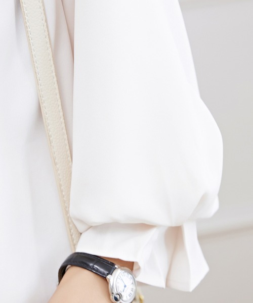 Lace Ladies(レースレディース)の「キャンディ袖 7分袖 フレア タック ブラウス(シャツ/ブラウス・レディース・ネイビー/ミント/ブラック/オフホワイト・S/FREE)」の7枚目の写真