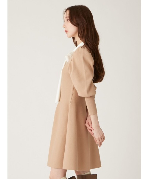 LILY BROWN(リリーブラウン)の「ボウタイニットミニワンピース(ワンピース・レディース・ブラック/レッド/ベージュ/ブルー・FREE)」の6枚目の写真