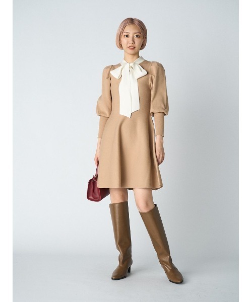 LILY BROWN(リリーブラウン)の「ボウタイニットミニワンピース(ワンピース・レディース・ブラック/レッド/ベージュ/ブルー・FREE)」の13枚目の写真