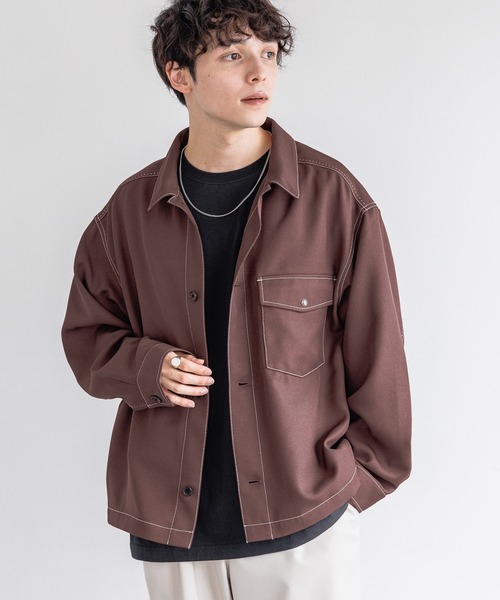 メンズ ブルゾン シンプル ショート丈 ルーズシルエット G00322 LILL ブルゾン アウター ルーズシルエットフルジップジャケット