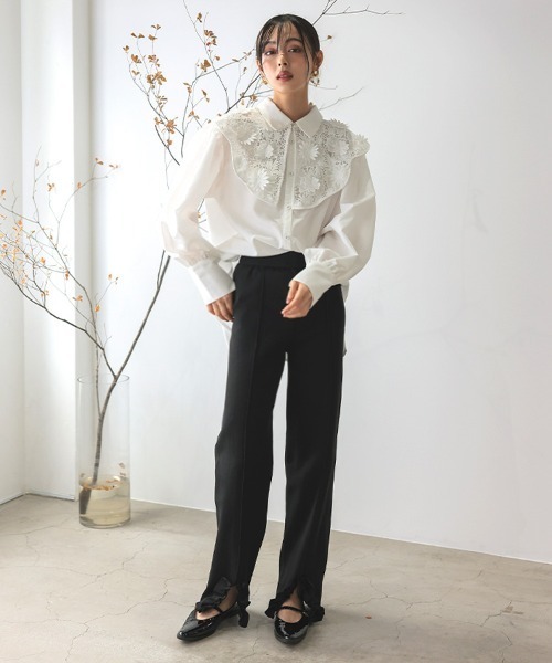 DONOBAN（ドノバン）の「2wayフラワーレースブラウス（シャツ/ブラウス・レディース・ホワイト/ネイビー・ONE）」の7枚目の写真