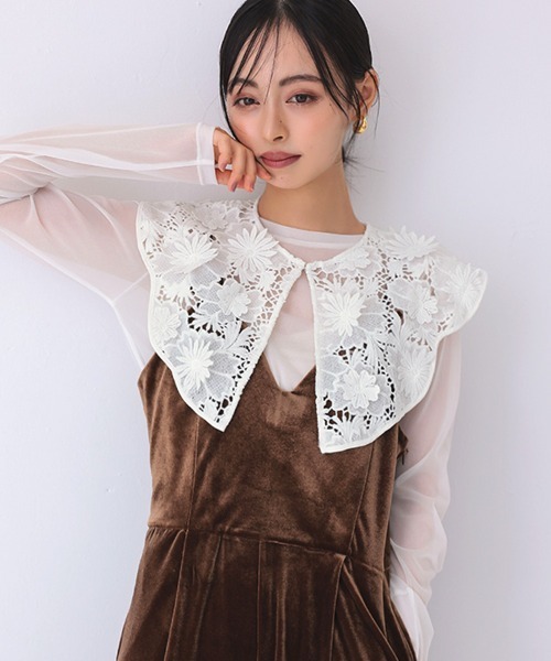 DONOBAN（ドノバン）の「2wayフラワーレースブラウス（シャツ/ブラウス・レディース・ホワイト/ネイビー・ONE）」の11枚目の写真