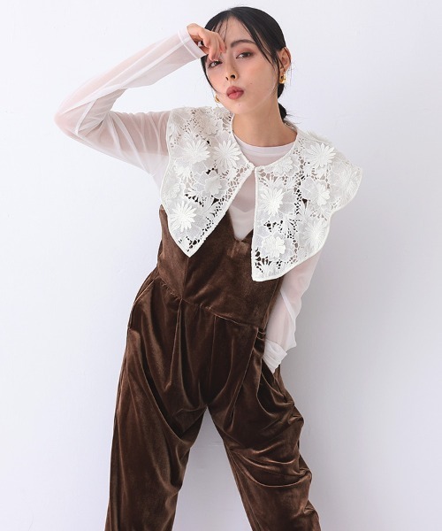 DONOBAN（ドノバン）の「2wayフラワーレースブラウス（シャツ/ブラウス・レディース・ホワイト/ネイビー・ONE）」の12枚目の写真