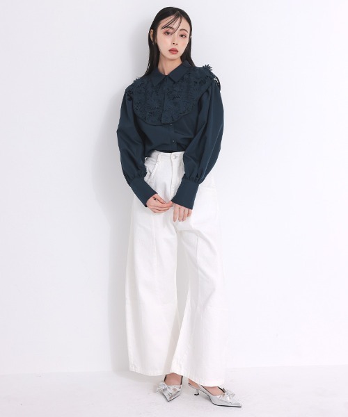 DONOBAN（ドノバン）の「2wayフラワーレースブラウス（シャツ/ブラウス・レディース・ホワイト/ネイビー・ONE）」の13枚目の写真