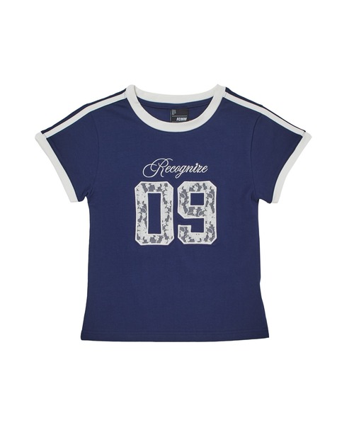 tシャツ 「ampm」レース切替ナンバリングユニホームトップス レディース FCMM（エフシーエムエム）の「LACE NUMBERING CROP TEE/レース