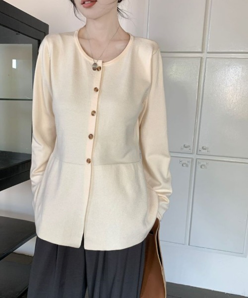 【セール】ペプラムフレア切替ニットカーディガン（カーディガン/ボレロ）｜ABITOKYO（アビトーキョー） 5,104円