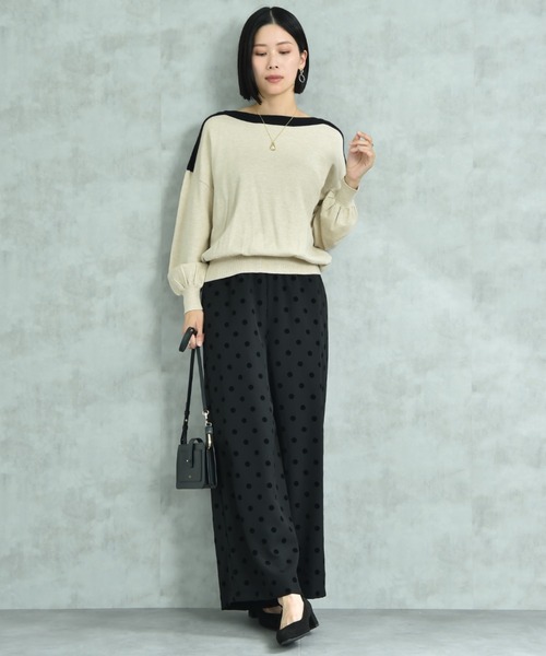 INTERPLANET（インタープラネット）の「Ｐツイルフロッキードットプリントパンツ（その他パンツ・レディース・ブラウン/ブラック・FREE）」の6枚目の写真