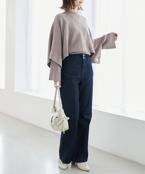 MAJESTIC LEGON（マジェスティックレゴン）の「ハイネックケープセットニット（ニット/セーター・レディース・アイボリー/ブラック/グレー/モカ・MEDIUM）」の13枚目の写真